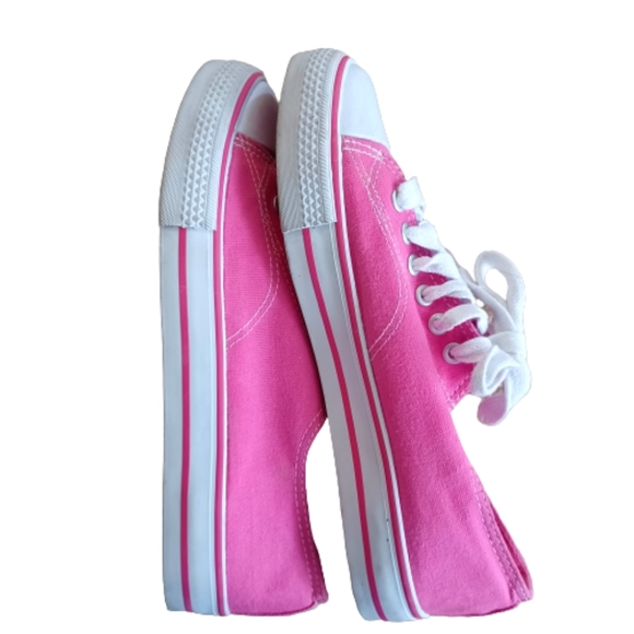 Bright Pink Canvas Low Tops - Picture 2 of 7